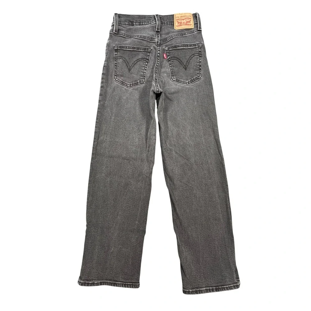 Levi's Black Ribcage Straight High Rise Button Fly Jeans Women 25